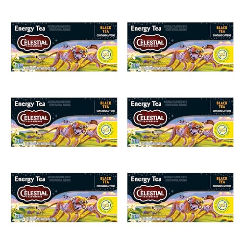 Celestial Seasonings Energy Black Tea - Caffeinated, 12 Tea Bags (Pack of 6)