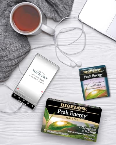 Bigelow Peak Energy Black Tea with L-Theanine & Caffeine, 108 Bags (6 Pack)