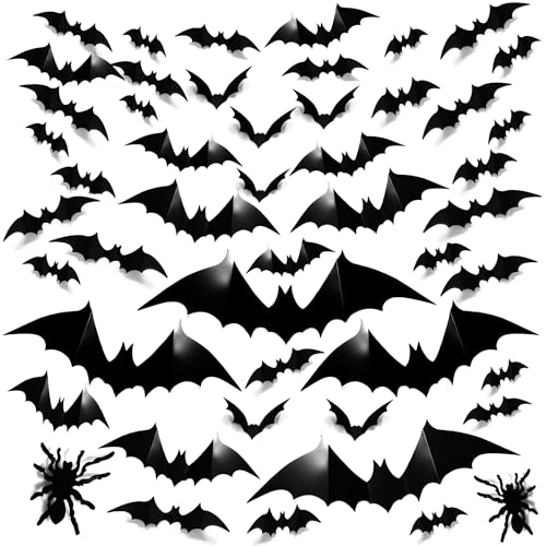 150 Pcs Halloween Bat Decorations - 3D PVC Wall Stickers