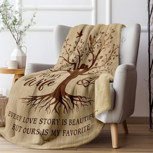 Romantic Flannel Blanket for Wife - 50" x 60" Soft Throw Gift