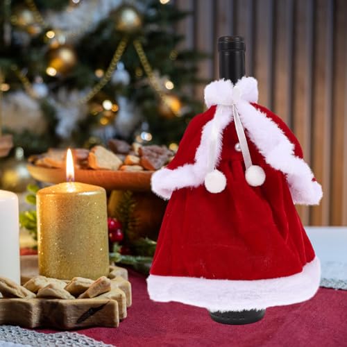 Santa Dress Wine Bottle Cover - 2pcs Christmas Holiday Party Decor