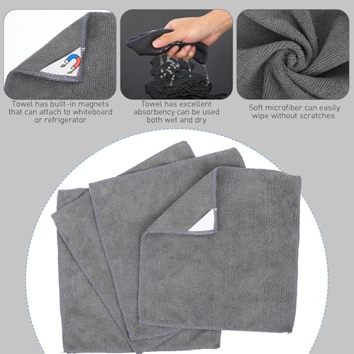 4 Pcs Magnetic Microfiber Dry Eraser Cloths - Reusable & Washable