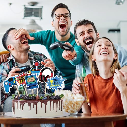 32PCS Video Game Cupcake Toppers - Gamer Birthday Party Cake Decorations