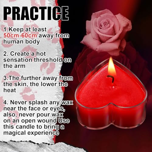 Heart-Shaped Low Temperature Candles - 6 Pcs Red Tea Lights