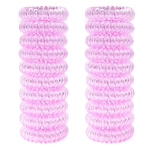 Purple Spiral Hair Ties 20 Pcs, No Crease Waterproof Coil Hair Elastics