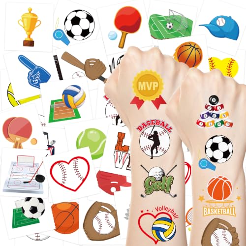Ceiba Tree 100 Pcs Sports Temporary Tattoos Basketball Soccer Baseball