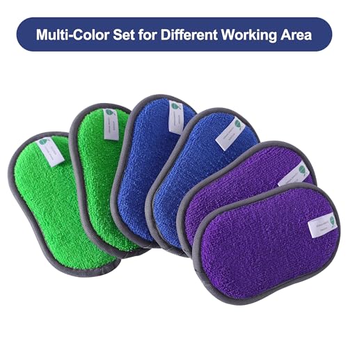GREEN POMELO Reusable Scrub Sponges 6 Pack - Blue, Green, Purple
