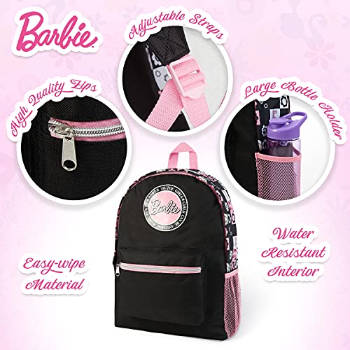 Barbie Backpack for Kids, Children's Backpacks Girls School Bag Teenage Girls, Gifts (Black/Pink)