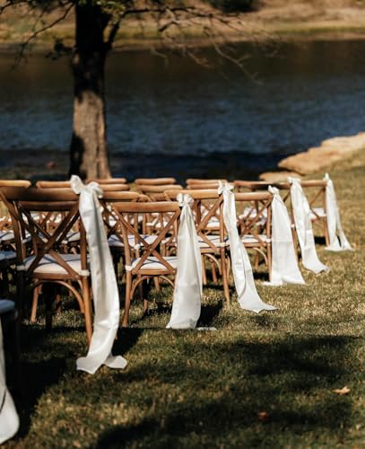Silver Satin Chair Sashes 50 Pack Wedding Decorations Banquet Ribbons