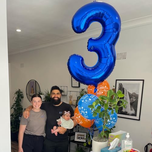 40-Inch Blue Number 3 Balloon - Jumbo Birthday Decoration