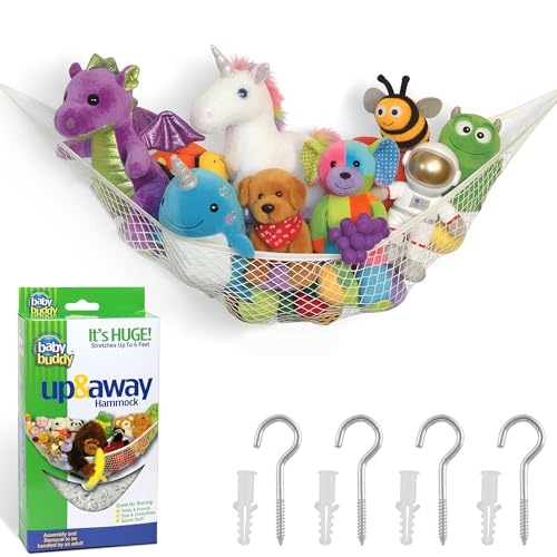Baby Buddy Stuffed Animal Hammock - Corner Toy Organizer, White