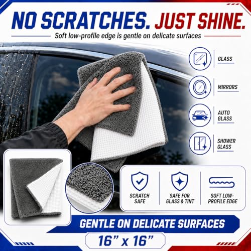 Cranees Fresh Hybrid Glass Microfiber Towel 16x16 - 1-Pack, Streak-Free & Lint-Free