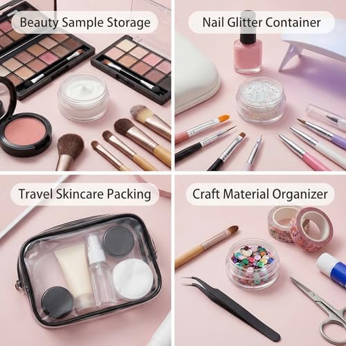UPSTORE 25 Pack 3g Travel Containers with Black Lids, BPA Free Plastic Sample Jars