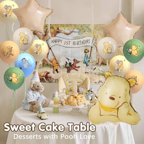 33Pcs Winnie The Pooh Baby Shower Balloon Set | 12-Inch Latex & Foil Balloons for Birthday & Gender Reveal Decorations