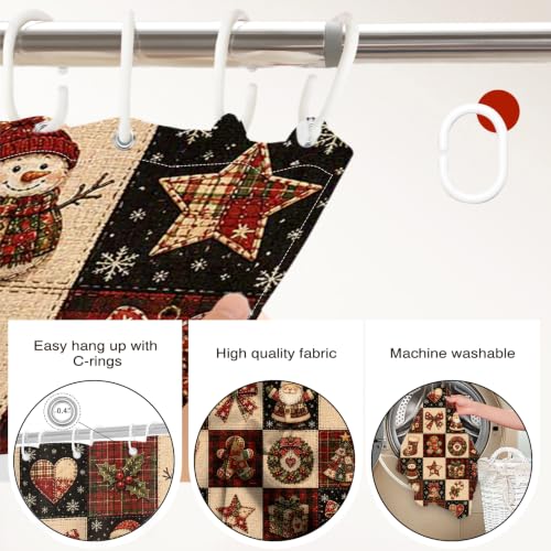 Christmas Shower Curtain 72x72 Inches Farmhouse Holiday Bathroom Decor
