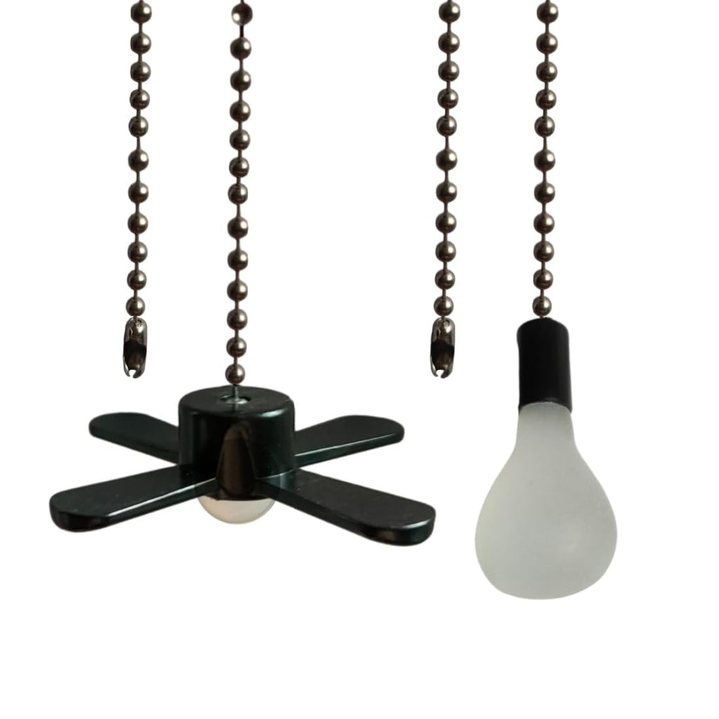 QLXHBOT Pull chain, Ceiling Fan Pull Chain Extender,3.3mm Diameter Beaded Ceiling Fan Pull Chain Decorative Light Bulb and Fan 12 Inches Fan Pull Chain Set Black, 4Pcs
