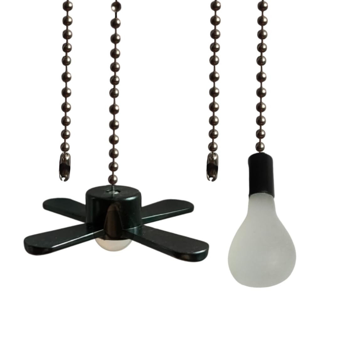 QLXHBOT Pull chain, Ceiling Fan Pull Chain Extender,3.3mm Diameter Beaded Ceiling Fan Pull Chain Decorative Light Bulb and Fan 12 Inches Fan Pull Chain Set Black, 4Pcs