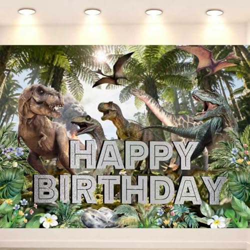 Jurassic Dinosaur Birthday Banner – 5ft x 3ft Photo Backdrop