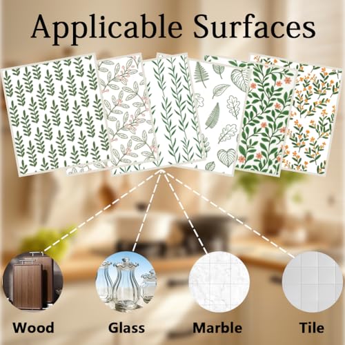 PRESSINART Swedish Dishcloths, Green Leaf Pattern, 6-Piece Reusable Set
