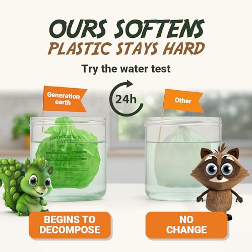 Generation earth 1.6G (120 Bags) Compostable Food Waste Bags with Tie Handles, Biodegradable Kitchen Bin Liners