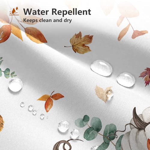 Yellow Pumpkin Shower Curtain with Maple Leaves - 72x72 inches