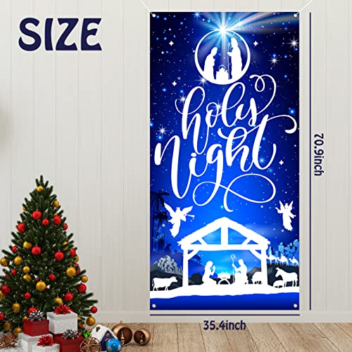 Holy Night Nativity Scene Christmas Door Banner - 71x35 Inch