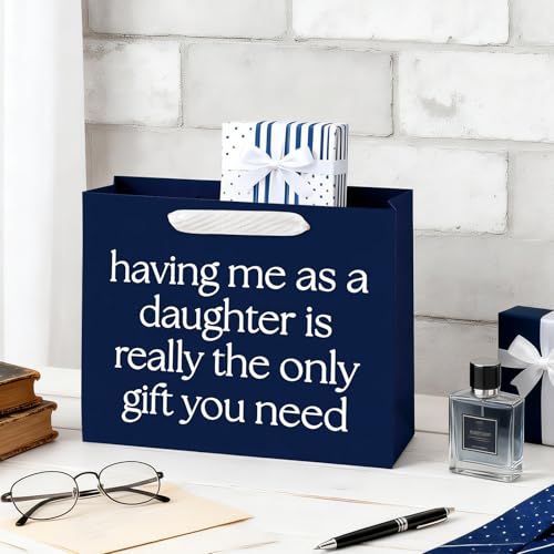 Funny Father's Day Gift Bag - 13" Navy Blue with Tissue Paper
