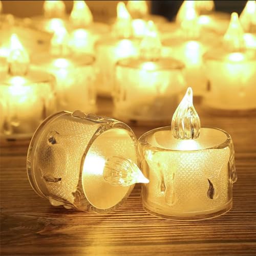 SupBri Flameless LED Tea Lights Candles Pack of 96 Drop Wax Shape