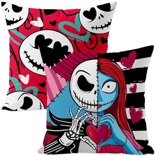 The Nightmare Before Christmas Valentine's Day Pillow Covers - 18x18 Plush Set of 2