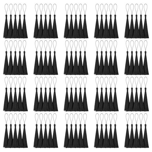 Youbay Black Tassels for Bookmarks and DIY Crafts - 100pcs