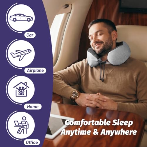 Ergonomic Memory Foam Travel Pillow for Neck Support - Grey
