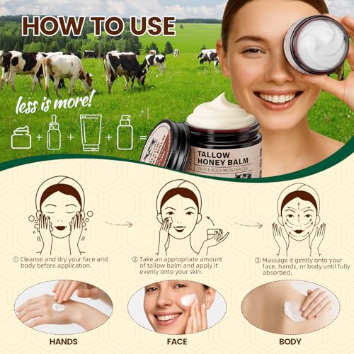 Pnctho Tallow and Honey Balm - Grass-Fed Beef Tallow Moisturizer 2.1 oz