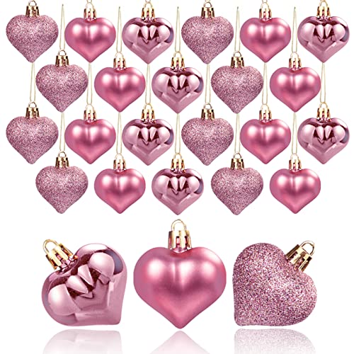 36pcs Rose Gold Heart Ornaments for Valentine's Day Decor