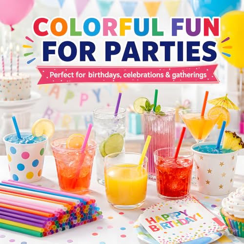 ALINK 5 Inch Colorful Cocktail Straws, 100 Count BPA-Free Short Straws