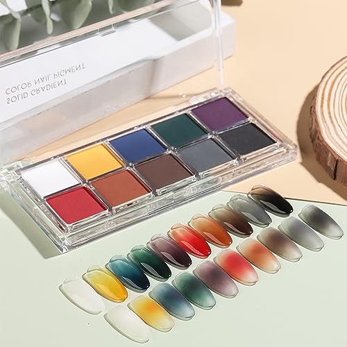 Neon Solid Nail Powder 10 Colors Fluorescent Pigment Set with Sticks