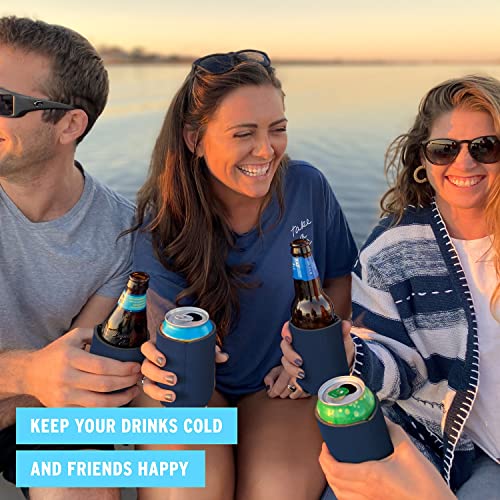 Navy Blue Beer Can Cooler Sleeves 14-Pack - Insulated & HTV Friendly