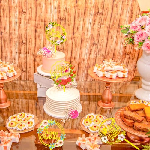 8-Piece Acrylic Flower Happy Birthday Cake Toppers Set