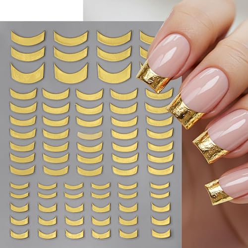 French Tip Nail Art Stickers 3D Self-Adhesive Metal Strip Decals