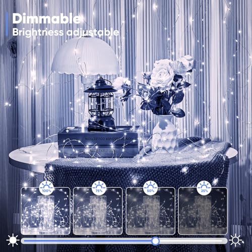 White Outdoor Battery-Operated String Lights with Remote & Timer - 16.4 Ft Waterproof Fairy Lights for Garden, Party, Wedding