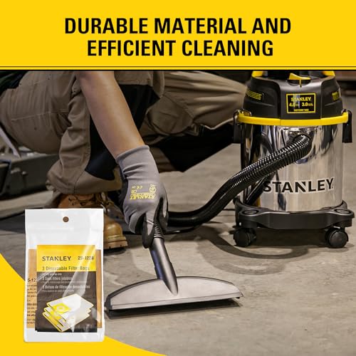 STANLEY 25-1228 Disposable Vacuum Filter Bags for 1-3.5 Gallon Vacs (3-Pack)