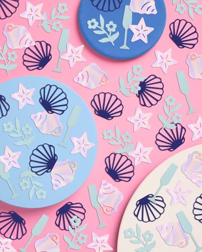 Coastal Foil Confetti Pack - 200 Pieces for Beach Party & Bachelorette Decor