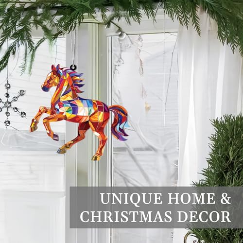 Horse Lover Acrylic Suncatcher Ornament for Women - Equestrian Holiday Decor with Story Card