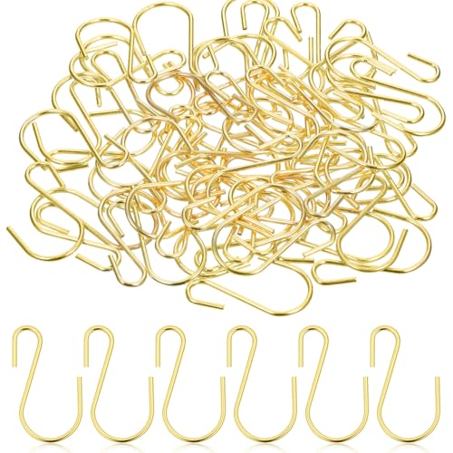 LIQWEI 60 Pcs 1-Inch S Hooks for Hanging, Gold Metal Utility Hooks