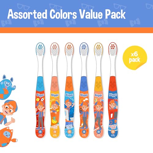 Brush Buddies Blippi Kids Toothbrush Set 6-Pack Soft Bristles for Toddlers