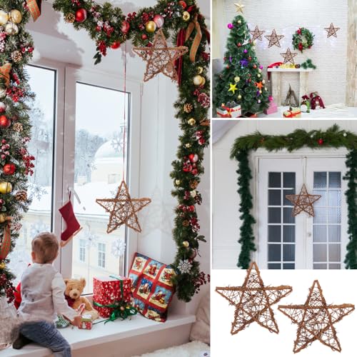 6 Pcs 12 Inch Star Shaped Natural Grapevine Wreath Set for DIY Crafts, Christmas & Home Decor