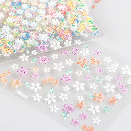 30 Sheets Floral Nail Art Stickers 3D Self-Adhesive Daisy Decals