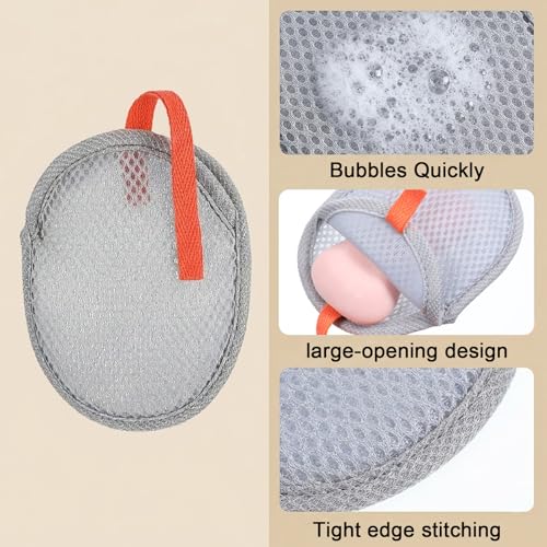 Mesh Soap Saver Bags 4-Pack, Exfoliating Bar Soap Pouch with Drawstring
