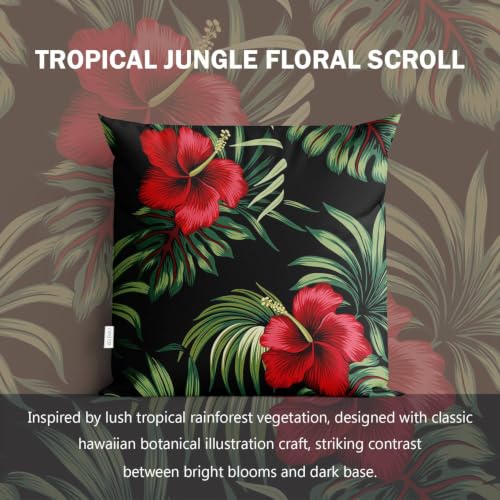 KELEMO Tropical Vintage Red Hibiscus Pillow Case 18x18 (Pack of 1)