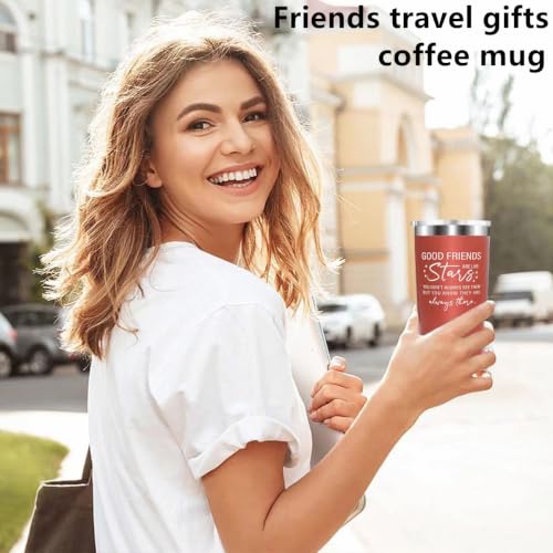 Rose Golden Friends Are Like Stars Travel Mug 20oz - Funny Birthday Gift for Women