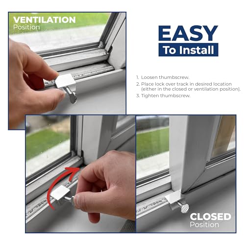 Sliding Window Security Lock - Aluminum, 4 Pack, Easy Install